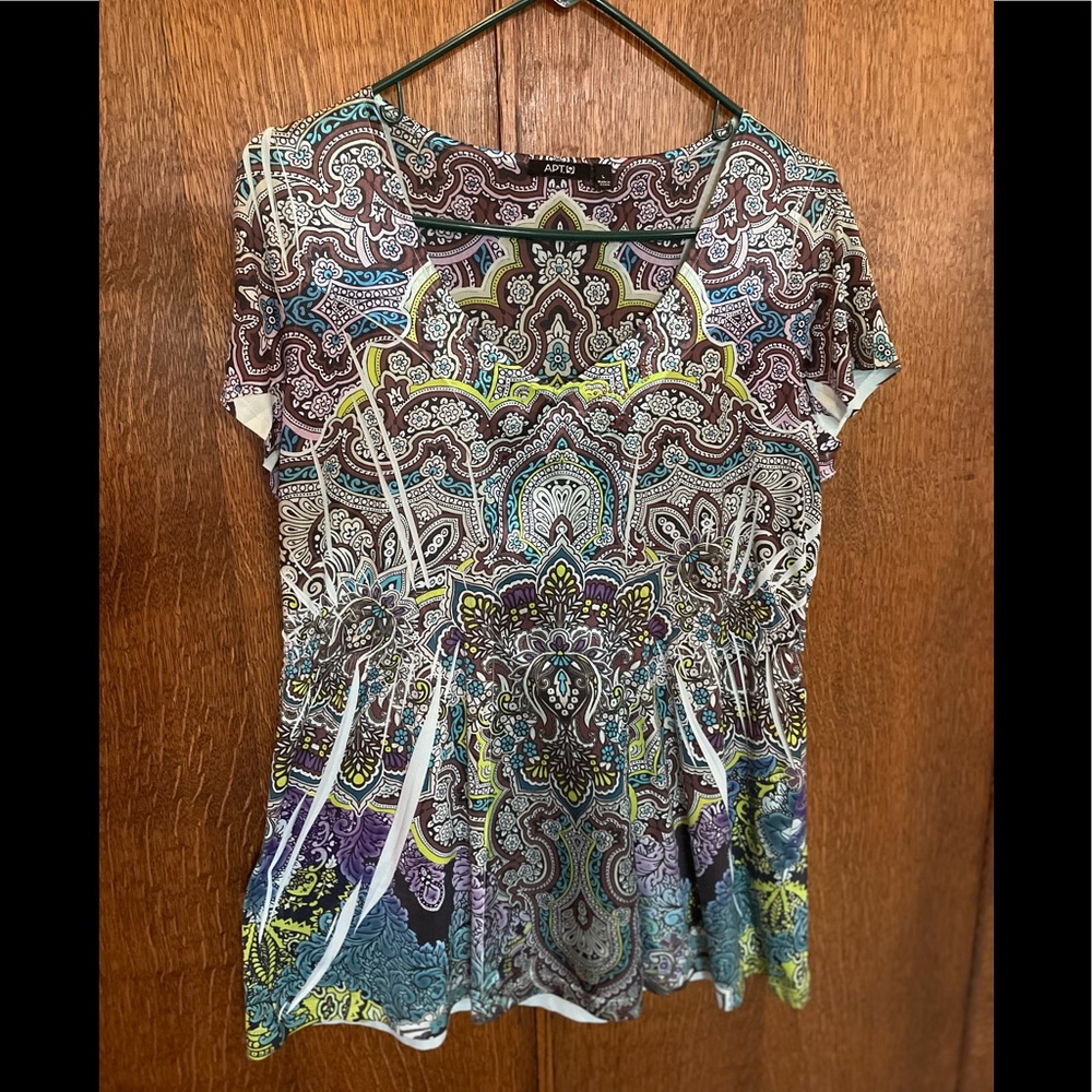 Apt 9 silky shirt with satin and bead accents